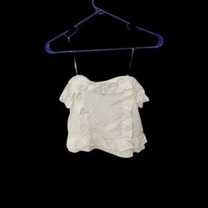 Forever21 cropped lightweight white ruffle size S